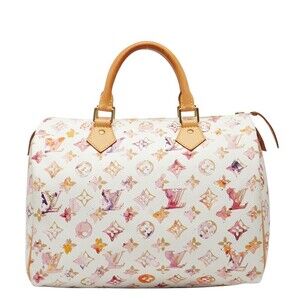 Louis Vuitton Monogram Watercolor Speedy Handbag White Multicolored Leather